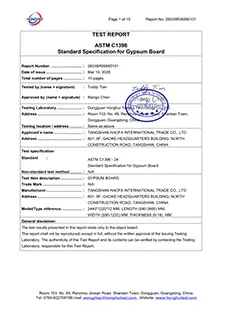 ASTM Plasterboard Certification