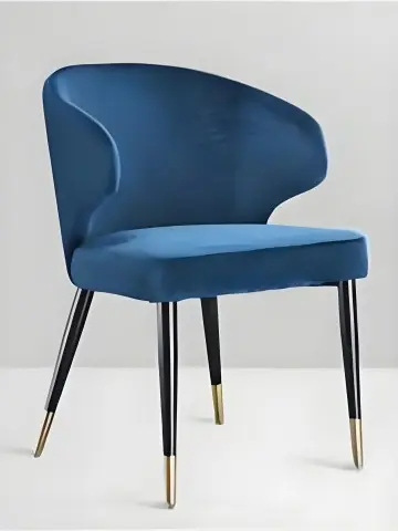 Light luxury multi-color velvet dining chair with metal legs, modern and simple home dining chair